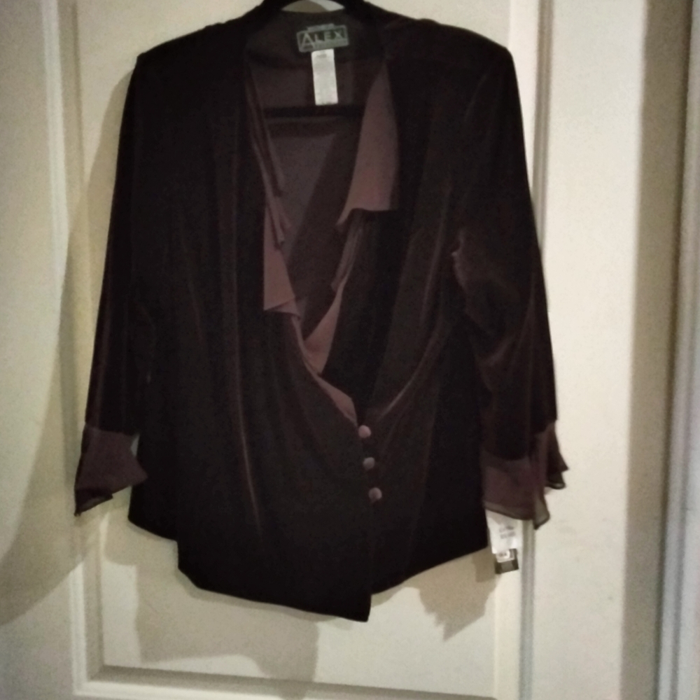 Alex Marie Aubergine velvet top  1X